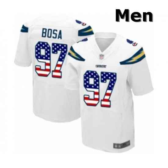Men Los Angeles Chargers 97 Joey Bosa Elite White Road USA Flag Fashion Football Jersey